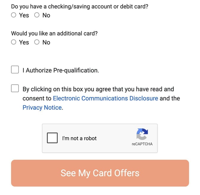 Surge Mastercard application step 4