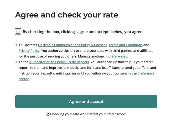 Upstart loan application step 15