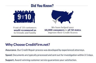Screenshot of why clients choose Credit Firm