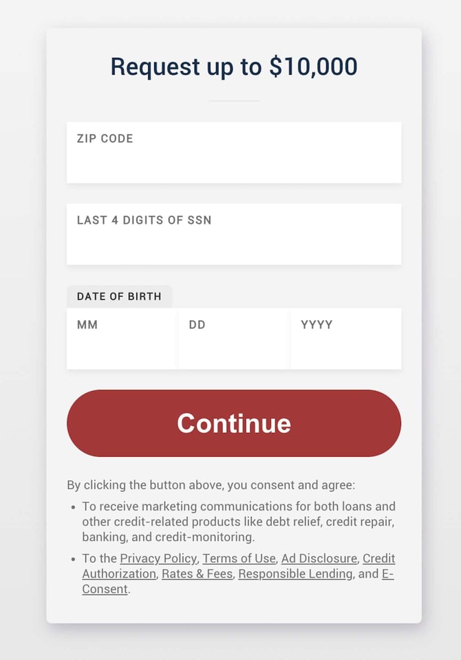 Screenshot of CashUSA loan request step 3 Screenshot of CashUSA loan request step 3