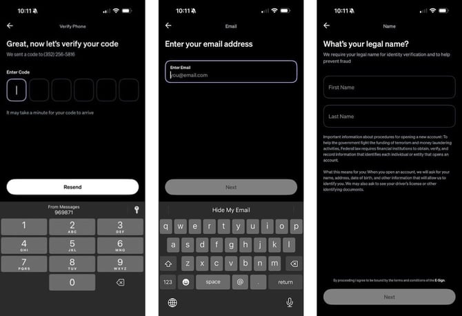 Screenshot of Current application steps 3 to 5