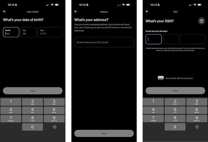 Screenshot of Current application steps 6 to 8