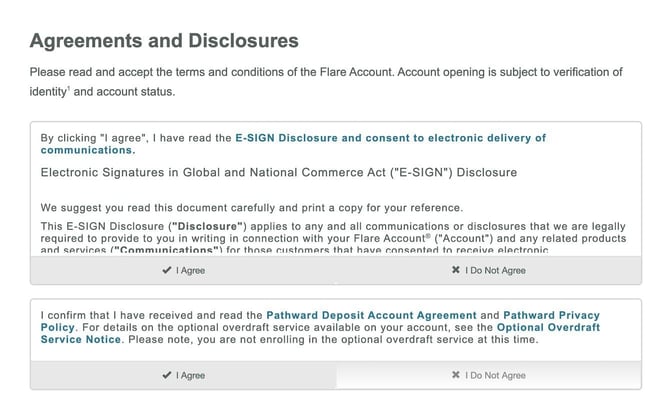 Screenshot of Flare Account signup step 5