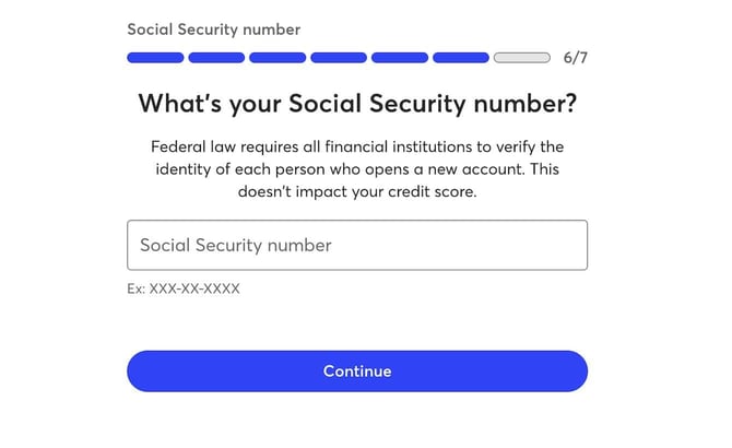 GO2bank application step 7