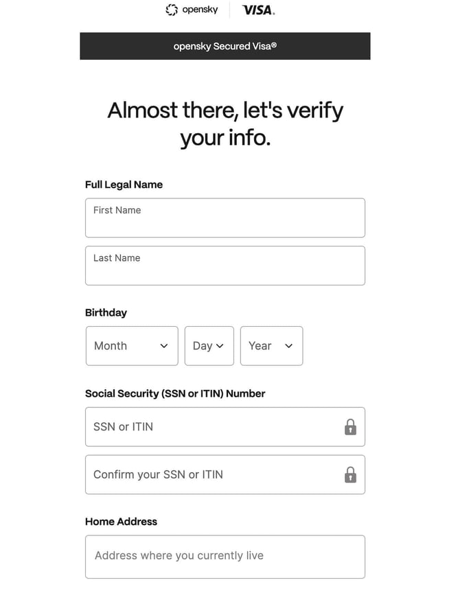 Screenshot of opensky application step 4