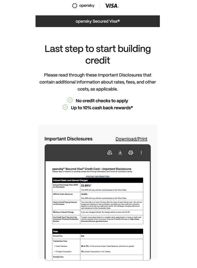 Screenshot of opensky application step 8