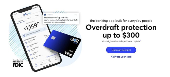 Screenshot from GO2bank website