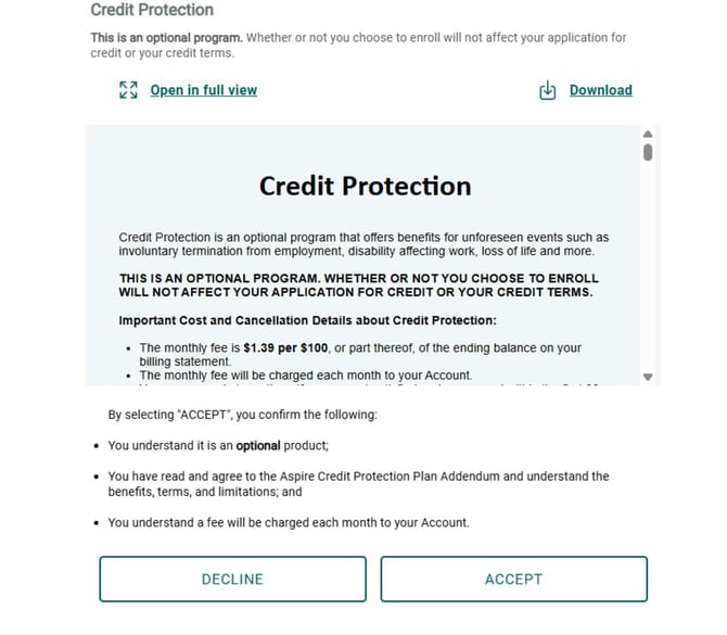 Screenshot of Aspire application step 2