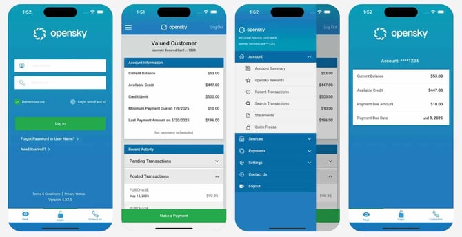Screenshots of opensky mobile app from Apple App Store