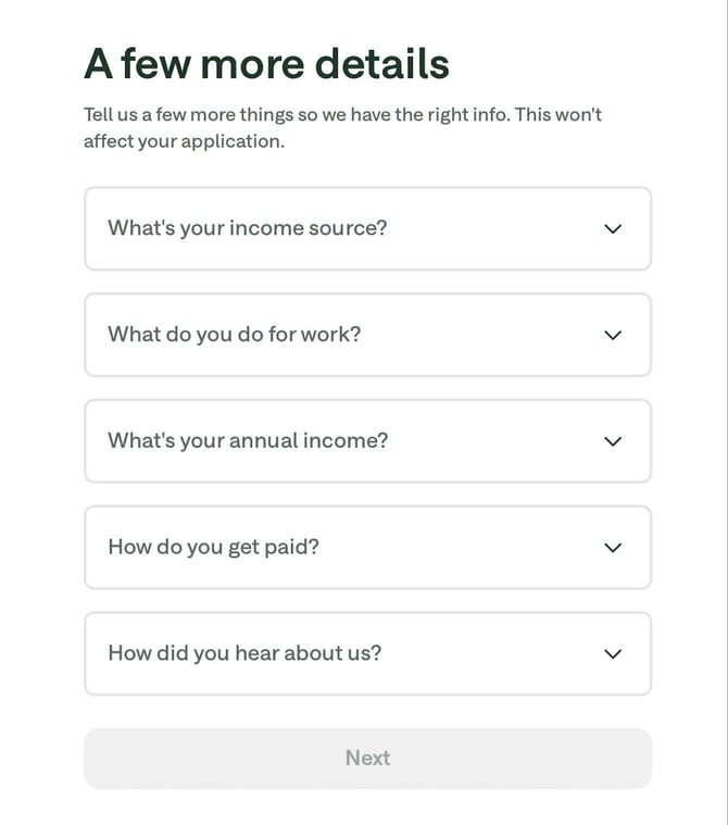 Screenshot of Chime Checking Account application step 7