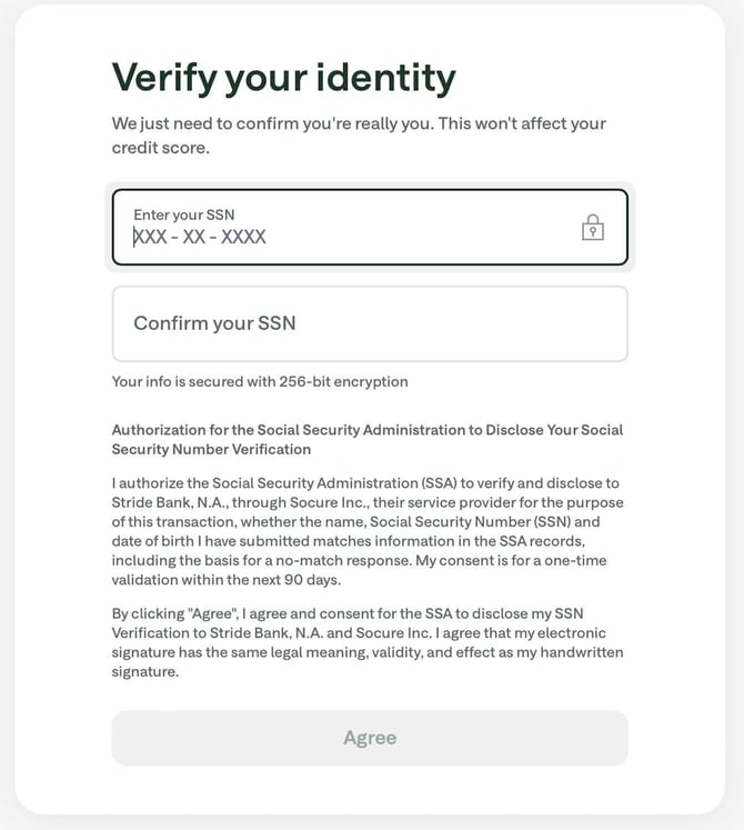 Screenshot of Chime Card enrollment step 8