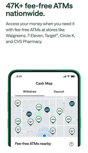 Screenshot of Chime ATM availability
