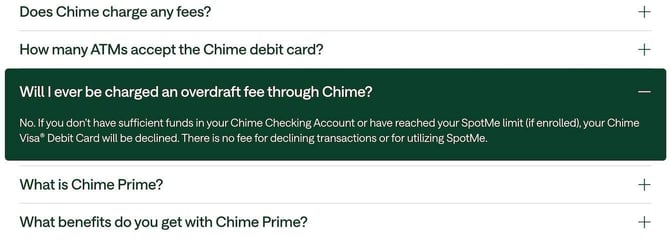 Screenshot of Chime SpotMe feature
