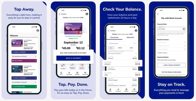 Screenshots of the Concora Credit App