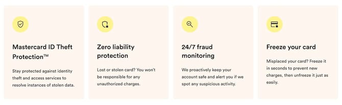 Screenshot of Merrick Bank Secured Card Fraud and Monitoring tools
