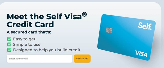 Screenshot of the Secured Self Visa Credit Card application step 1