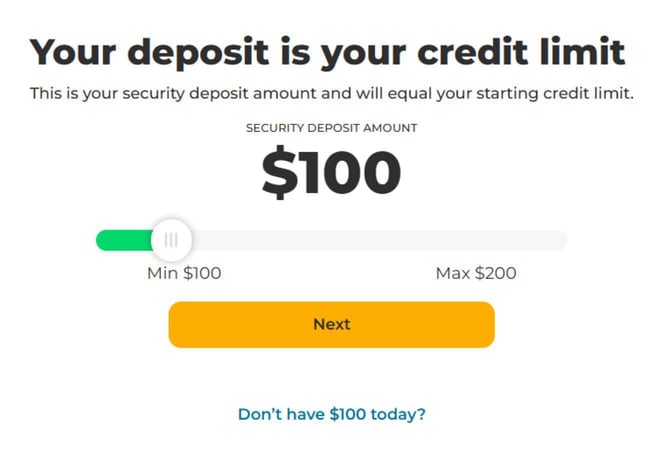 Screenshot of the Secured Self Visa Credit Card application step 10