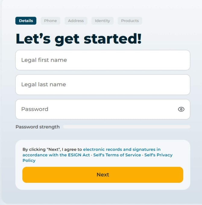Screenshot of the Secured Self Visa Credit Card application step 3