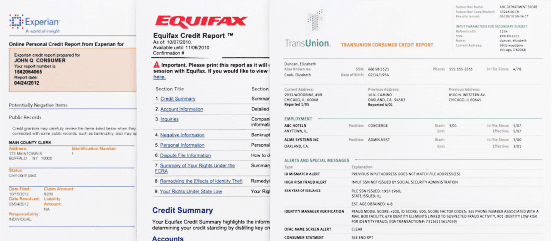 Screenshot of Three Credit Reports Screenshot of Three Credit Reports