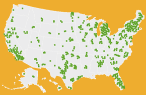 A map of Auto Credit Express dealership locations A map of Auto Credit Express dealership locations