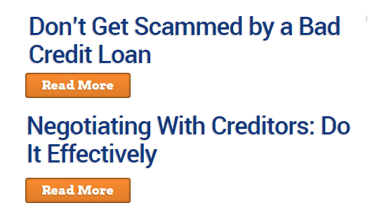Screenshot of the Bad Credit Loans blog Screenshot of the Bad Credit Loans blog