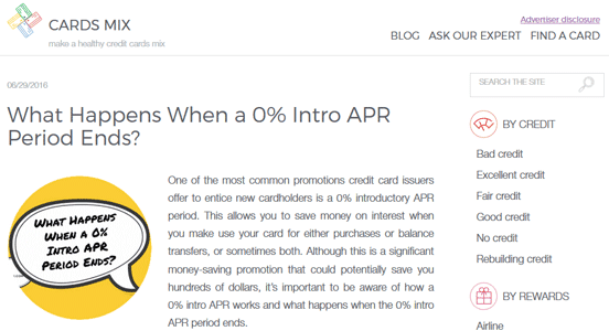 Screenshot of CardsMix Blog Post