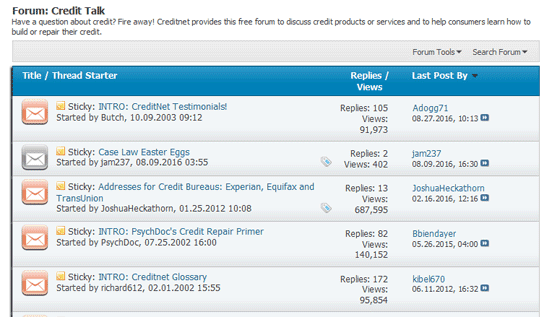 Screenshot of Creditnet Forum Screenshot of Creditnet Forum