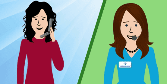 Cartoon of consumer speaking on the phone with a TCA counselor Cartoon of consumer speaking on the phone with a TCA counselor