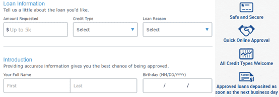 Screenshot of Bad Credit Loans application Screenshot of Bad Credit Loans application