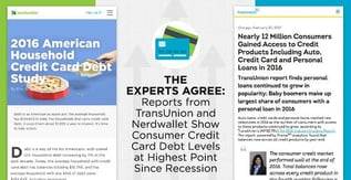 TransUnion and Nerdwallet Reports Show Consumer Debt Levels Rising