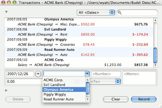 Transactions with Description Pulldown Transactions with Description Pulldown