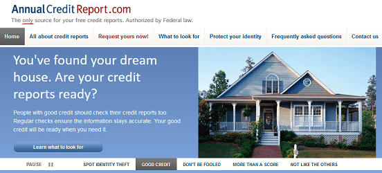 Screenshot of AnnualCreditReport.com Homepage Screenshot of AnnualCreditReport.com Homepage