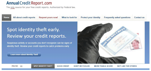 Screenshot of AnnualCreditReport.com homepage Screenshot of AnnualCreditReport.com homepage