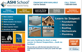 Screenshot of the The ASHI School homepage