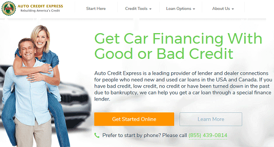 Screenshot of Auto Credit Express Homepage Screenshot of Auto Credit Express Homepage