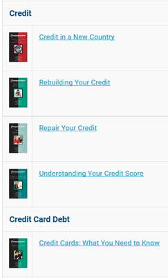 Screenshot of Consolidated Credit Book List
