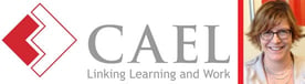 Collage of the CAEL Logo and a Portrait of Beth Doyle, Marketing Director of CAEL