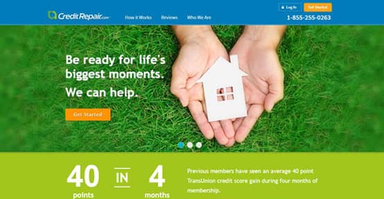 Screenshot of CreditRepair.com's homepage Screenshot of CreditRepair.com's homepage