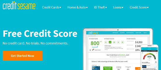 Screenshot of Credit Sesame Homepage Screenshot of Credit Sesame Homepage