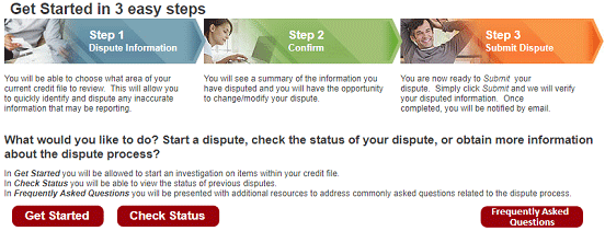 Screenshot of Equifax Online Dispute Page Screenshot of Equifax Online Dispute Page