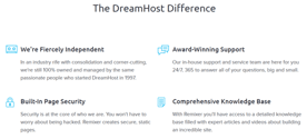 Screenshot from the DreamHost Site