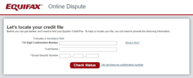 Screenshot of Online Dispute Status