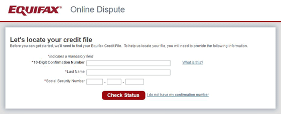 Screenshot of Online Dispute Status Screenshot of Online Dispute Status