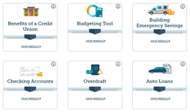Screenshot of modules available through Financialocity