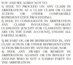 Sample Forced Arbitration Clause from JPMorgan Chase