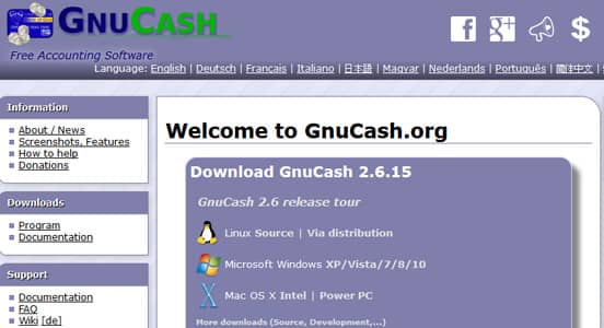 Screenshot of GnuCash Homepage Screenshot of GnuCash Homepage