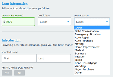 Screenshot of PersonalLoans.com Application Screenshot of PersonalLoans.com Application