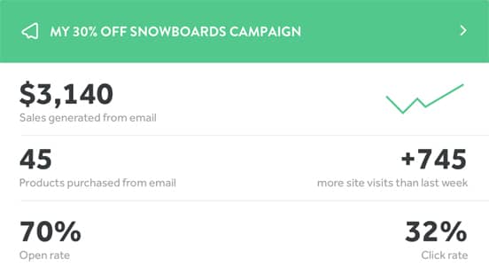 Screenshot of Weebly's Email Marketing Insights Tool