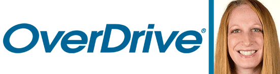 Collage of the OverDrive logo and a portrait of OverDrive's Hadie Bartholomew