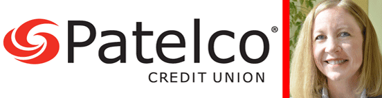 Collage of the Patelco Credit Union Logo and a Photo of Michelle Anderson